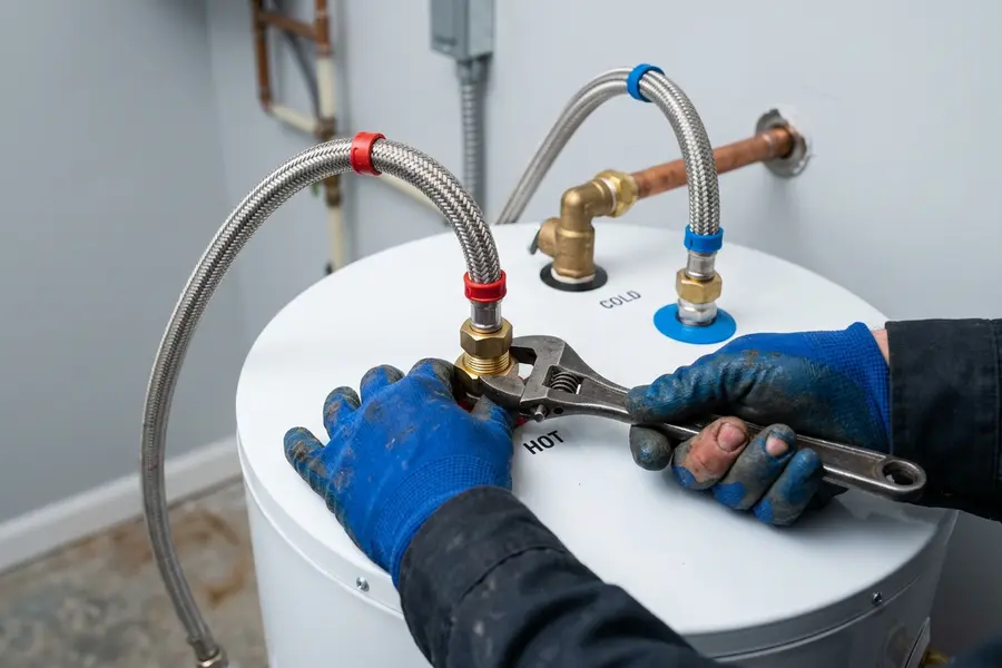 Water Heater Jockey technician installing a new water heater in Glens Falls